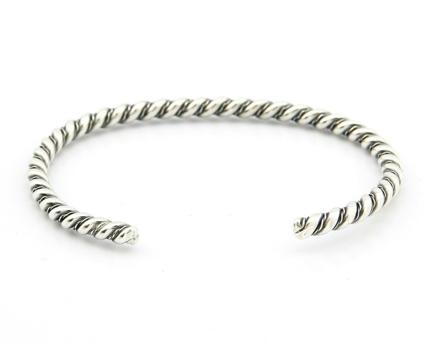 Navajo 3.8 mm Wide 925 Solid Sterling Silver Handmade Hand Stamped Cuff Bracelet