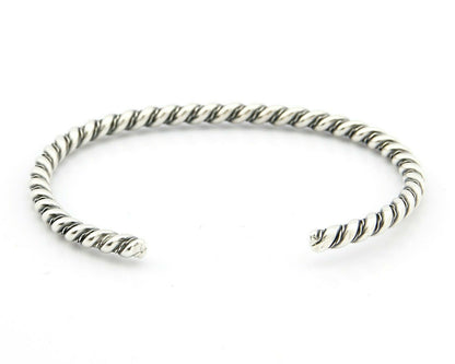 Navajo 3.8 mm Wide 925 Solid Sterling Silver Handmade Hand Stamped Cuff Bracelet