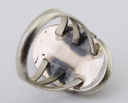 Navajo Hand Stamped Ring 925 Silver Natural Turquoise Native Artist C.80's