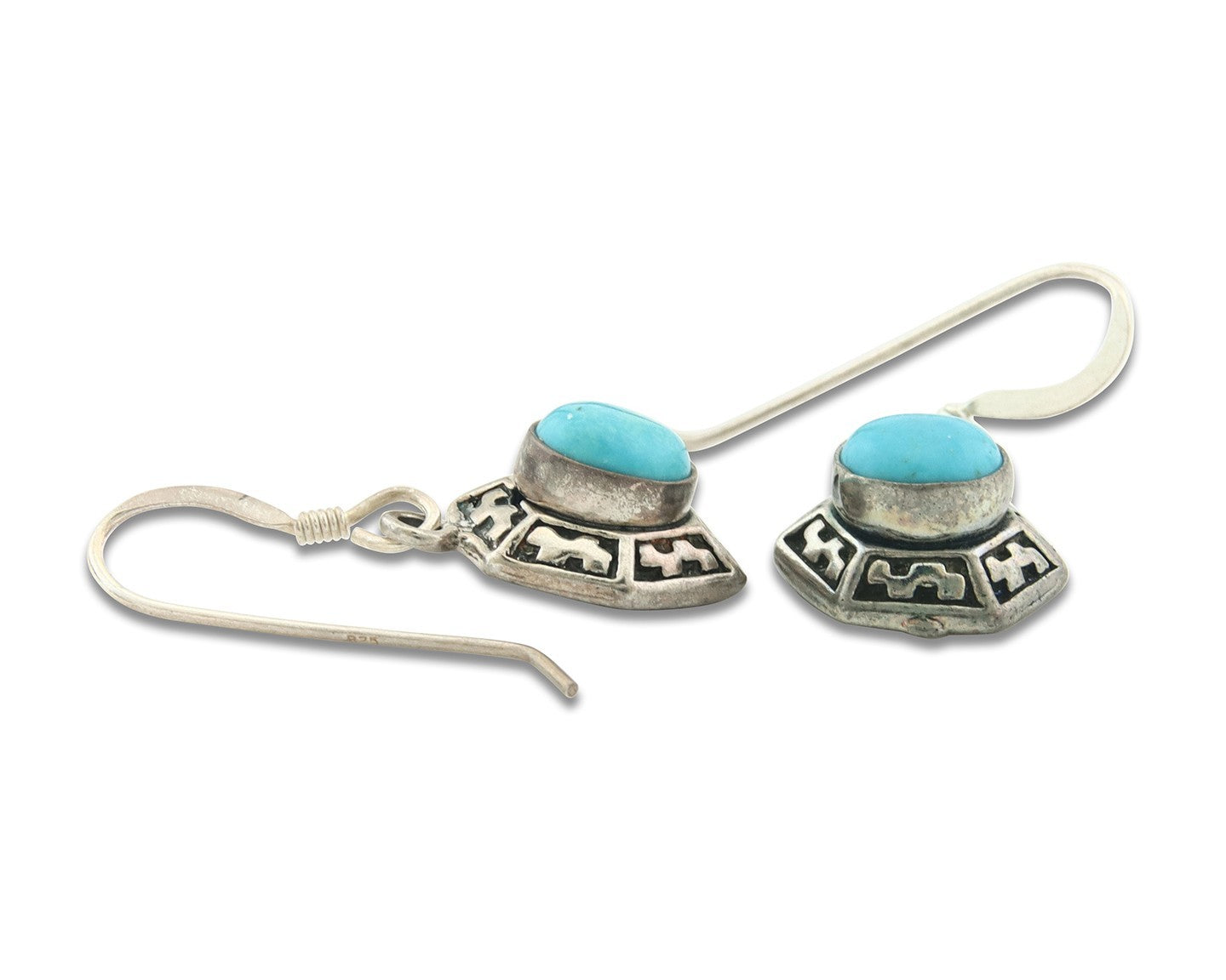 Navajo Earrings Sterling Silver Turquoise Dangle Vintage Authentic