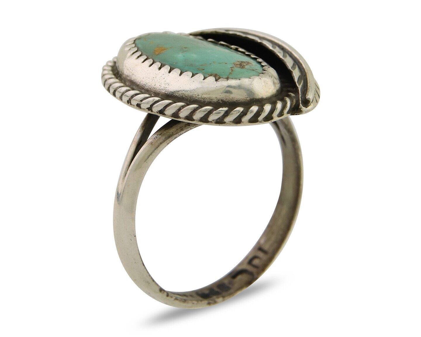 Navajo Ring 925 Sterling Silver Blue Turquoise Artist Signed IJC C.80's
