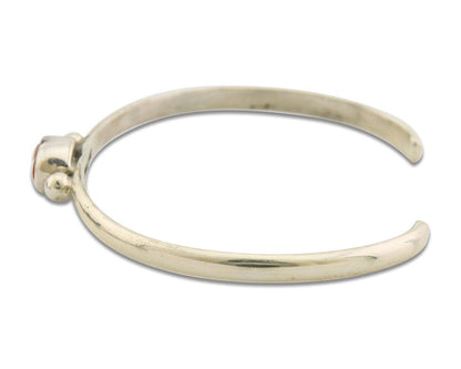 Navajo Bracelet .925 Silver Mediterranean Red Coral Cuff Native Artist C.80's