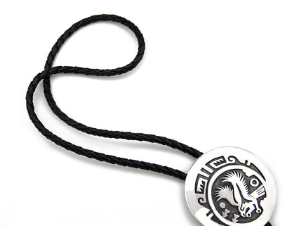 Navajo Artist Sharon Cisco Round Eagle Scenic 925 Solid Sterling Silver Bolo Tie