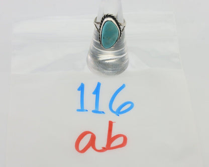 Navajo Ring 925 Silver Blue Gem Turquoise Artist Signed Rabbit Stick C.80's
