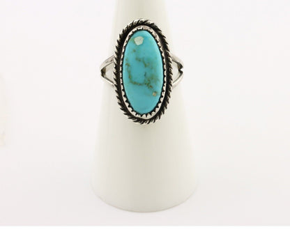 Navajo Ring 925 Silver Kingman Turquoise Native American Artist C.80's