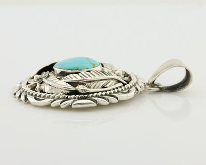 Navajo Pendant 925 Silver Kingman Turquoise Native American Artist C.80s