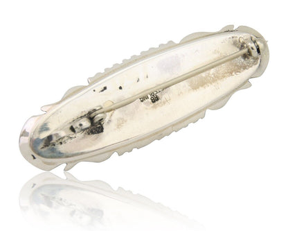 Navajo Pin Pendant 925 Silver Natural Blue Turquoise Artist Signed Running Bear