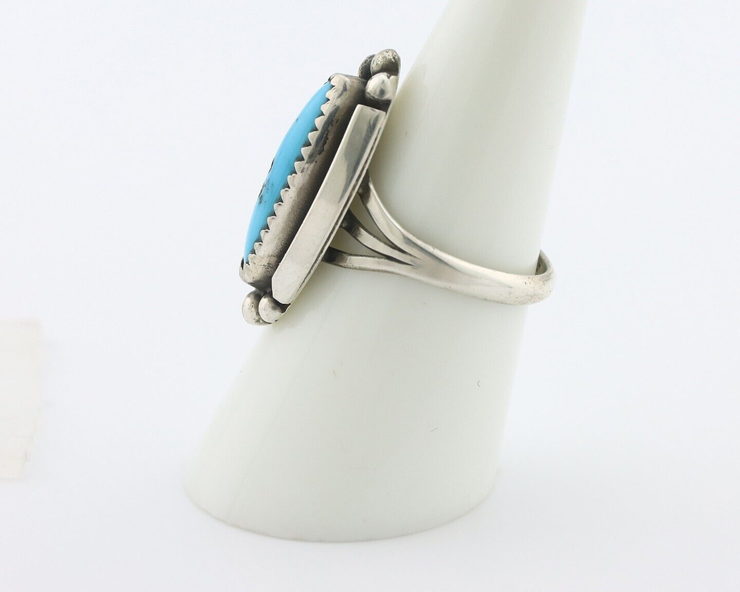 Navajo Ring .925 Silver Sleeping Beauty Turquoise Signed SkyStone Creations C80s