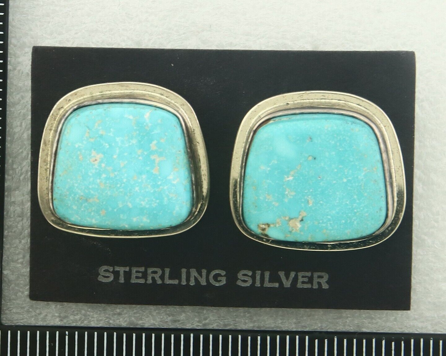 Navajo Earrings 925 Silver Turquoise Native Artist Signed Doug Zachary C.80's