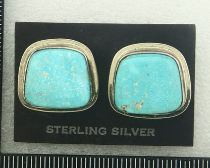 Navajo Earrings 925 Silver Turquoise Native Artist Signed Doug Zachary C.80's