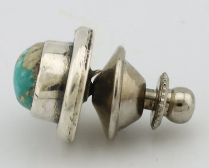 Navajo Tie Tack 925 Silver Natural Mined Turquoise Native American Artist C.80's