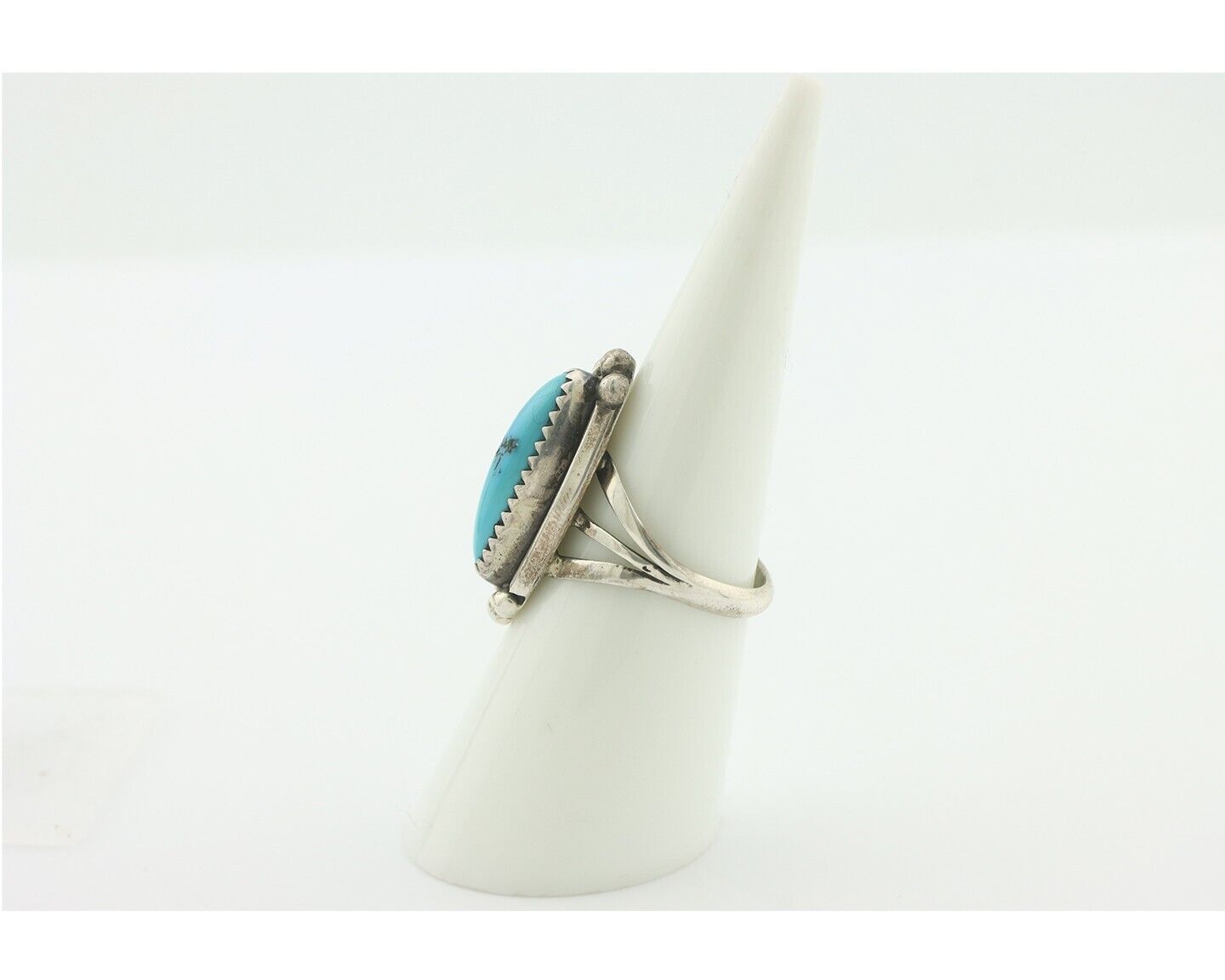 Navajo Ring .925 Silver Sleeping Beauty Turquoise Native American Artist C.80's