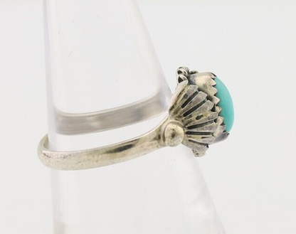 Navajo Ring 925 Silver Kingman Turquoise Native American Artist Made In 1985