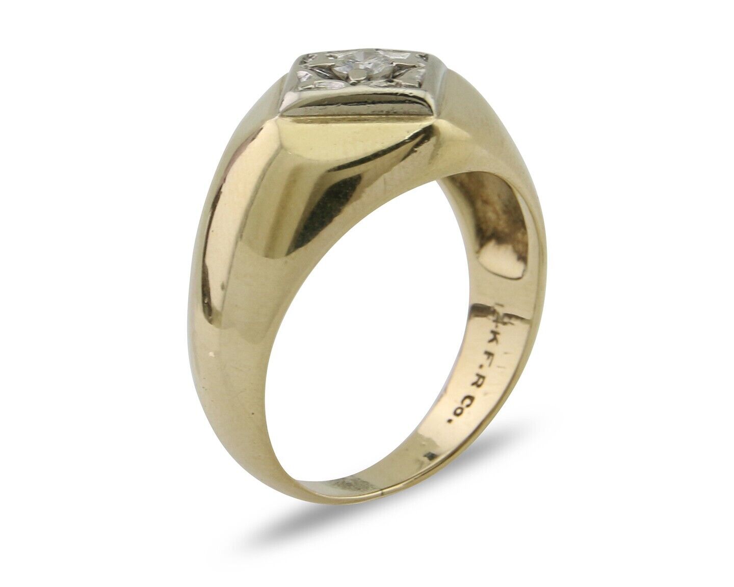 Men Natural Mined Diamond Solitaire Ring 14k Solid Yellow Gold