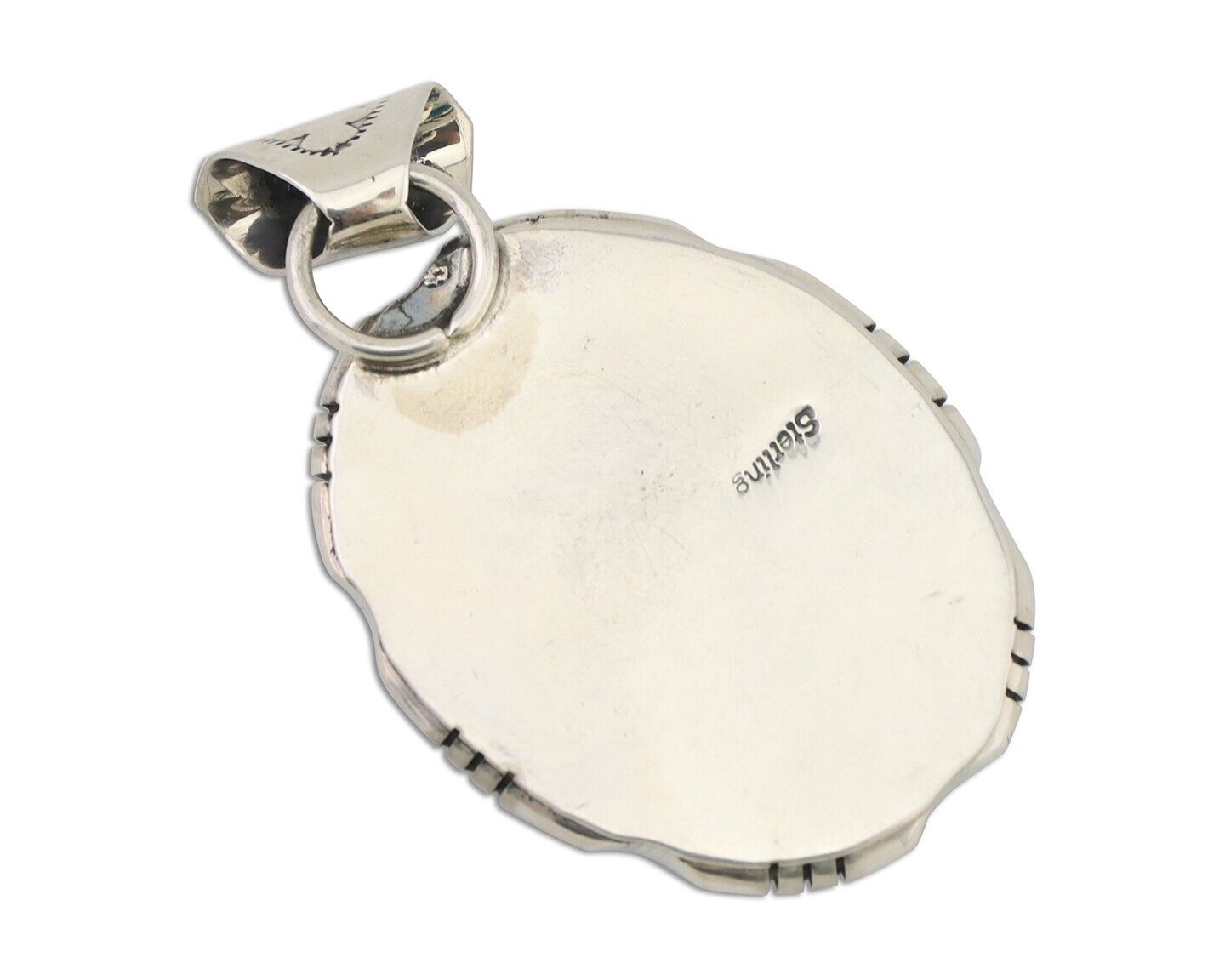 Navajo Pendant 925 Silver Blue Kingman Turquoise Native American Artist C.80's