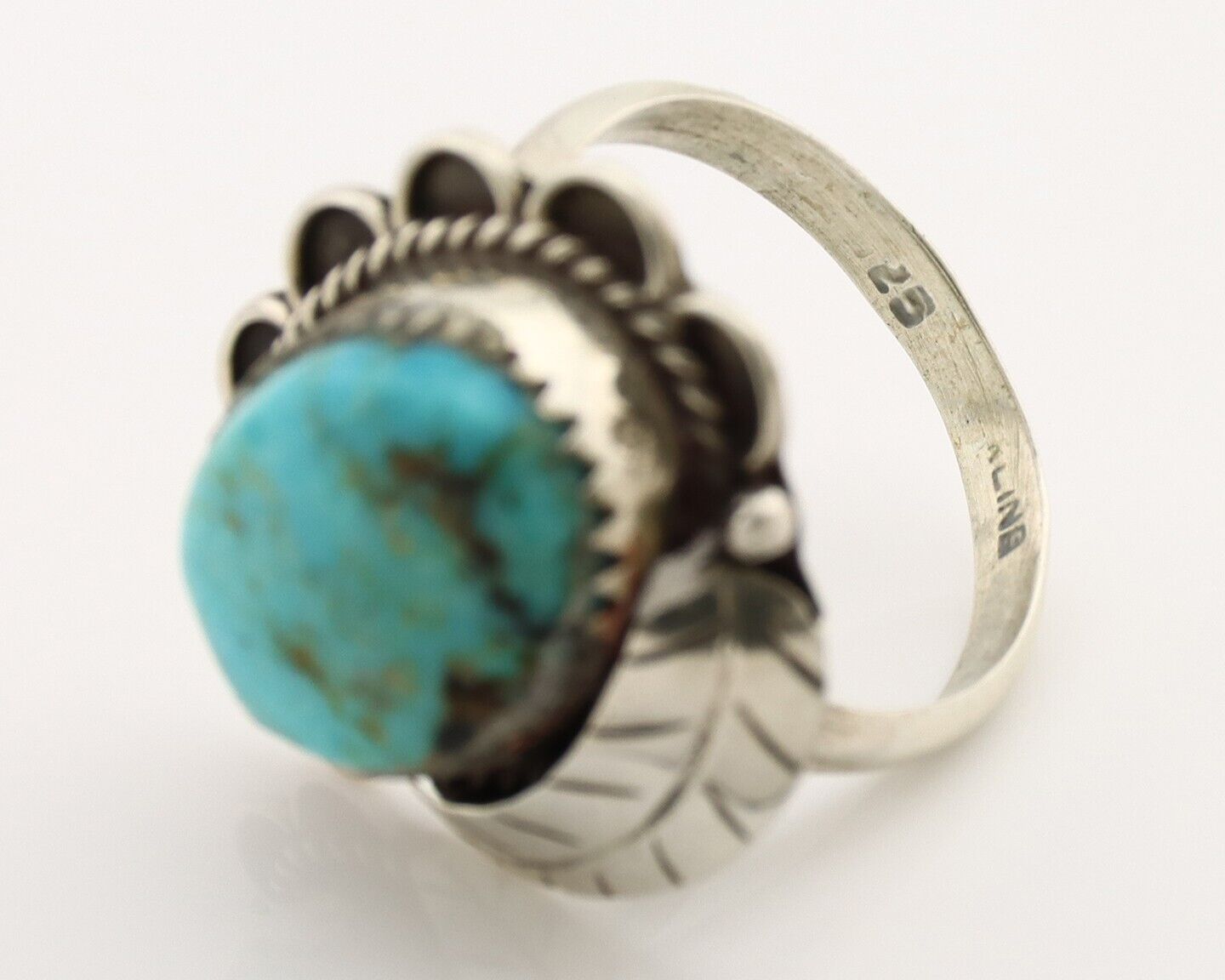 Navajo Handmade Ring 925 Silver Turquoise Native American Artist C.80's