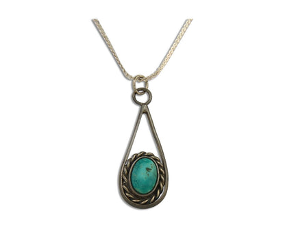 Navajo Necklace 925 Silver Natural Turquoise Artist Native American C.80's