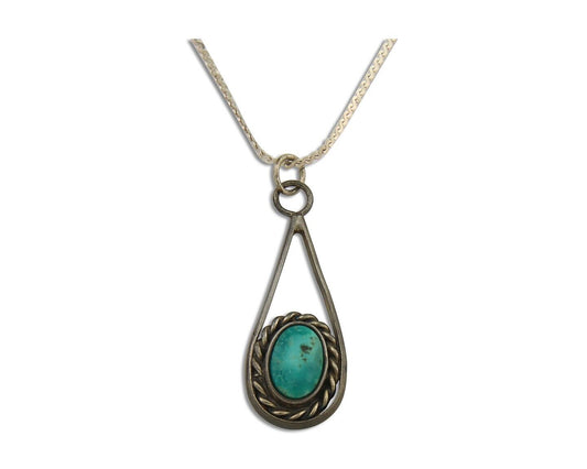 Navajo Necklace 925 Silver Natural Turquoise Artist Native American C.80's