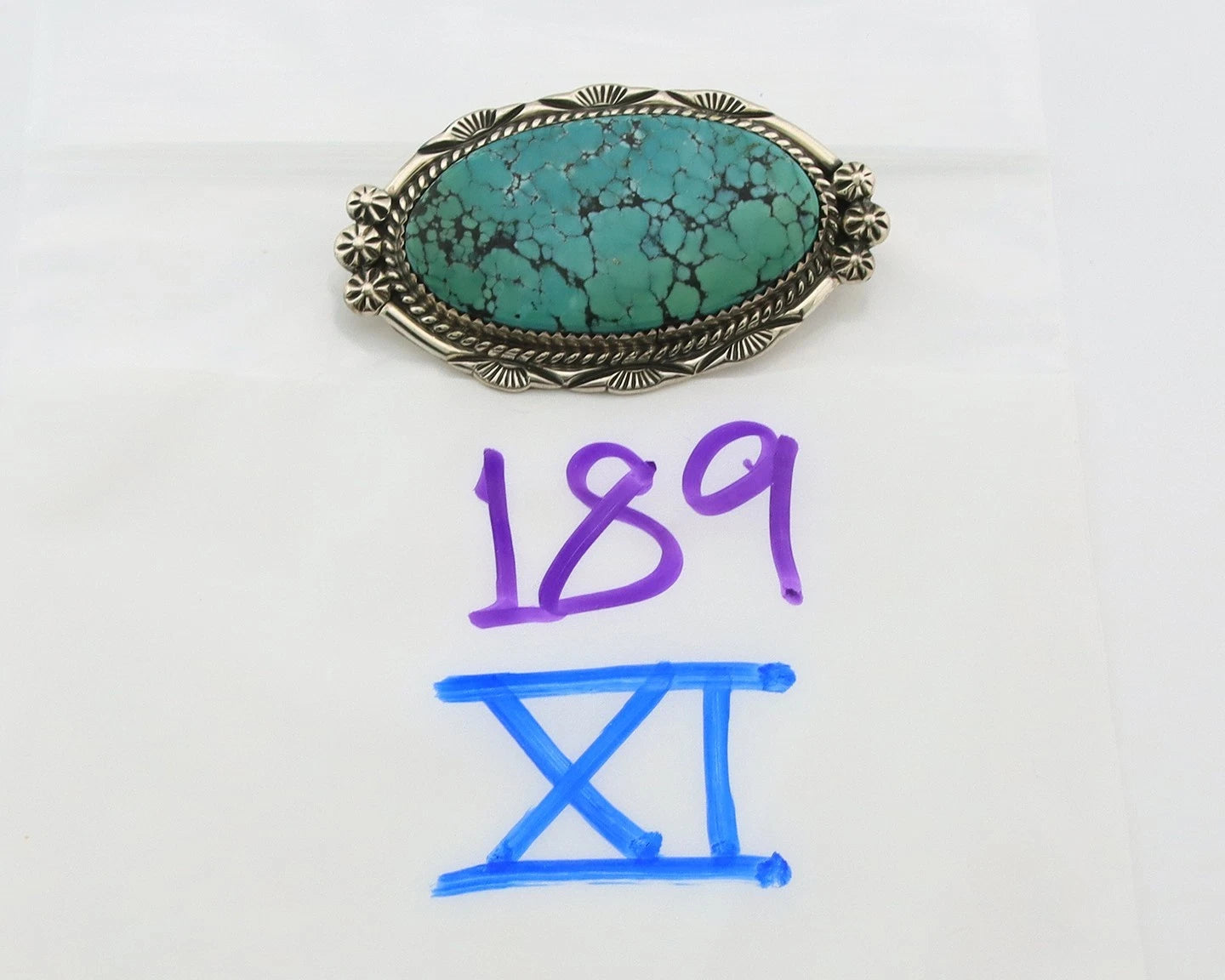 Navajo Handmade Pin Pendant Sterling Silver Turquoise Vintage Artist Signed D