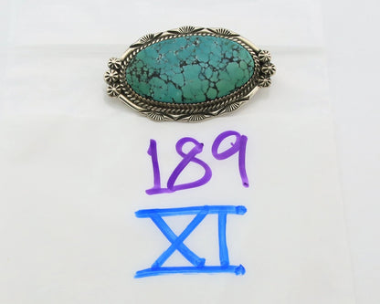 Navajo Handmade Pin Pendant Sterling Silver Turquoise Vintage Artist Signed D