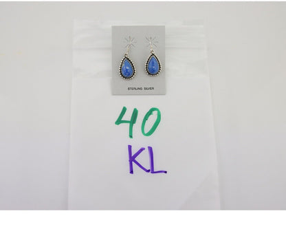 Navajo Earrings 925 Silver Blue Denim Lapis Artist Signed First Eagle C.80's