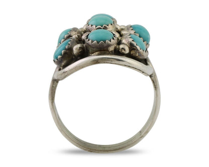 Navajo Handmade Ring 925 Silver Kingman Turquoise Artist Signed R C.80's