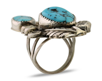 Navajo Handmade Ring 925 Silver Natural Tuquoise Native American Artist C.80's