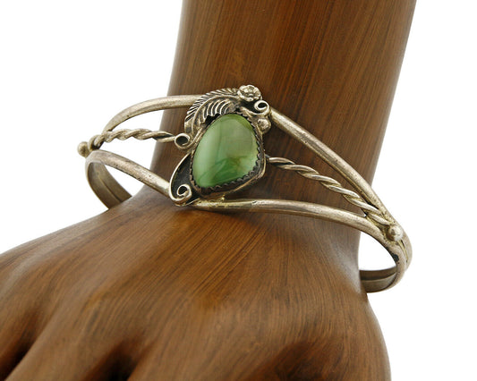 Navajo Natural Mined Royston Turquoise .925 Silver Handmade Cuff