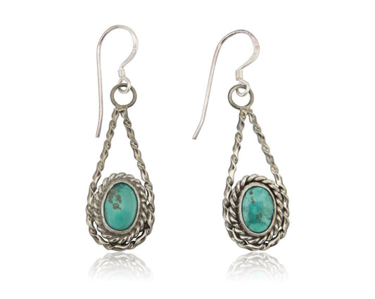 Navajo Dangle Earrings 925 Silver Natural Blue Turquoise Native Artist C.80's