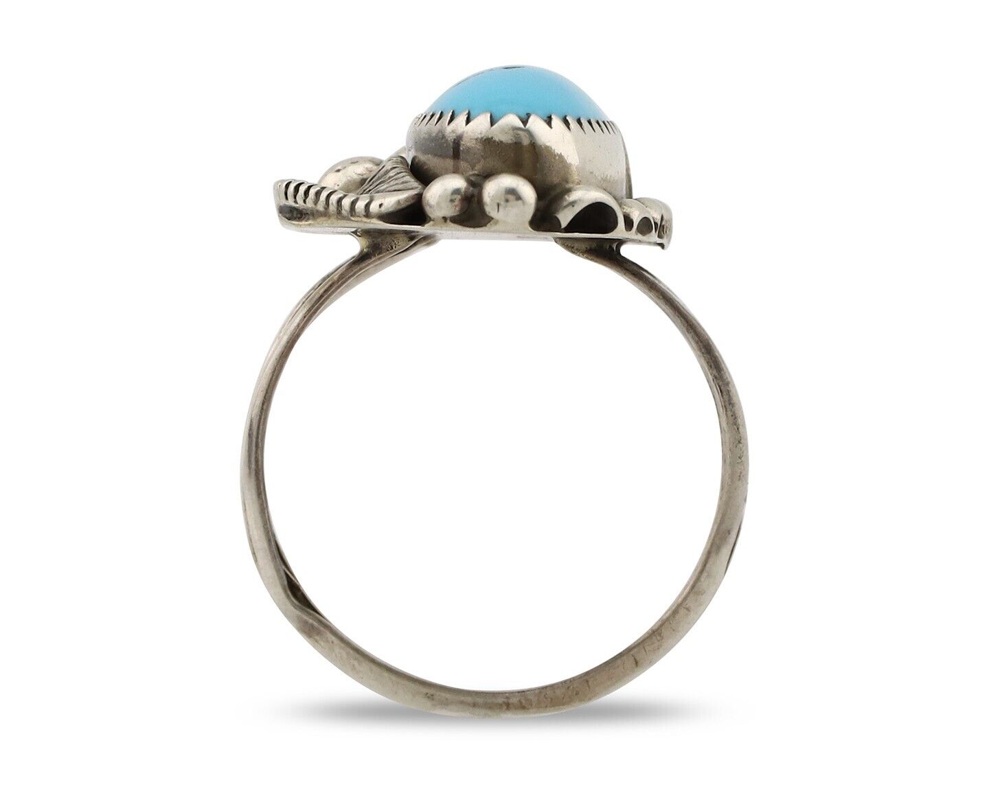 Navajo Ring 925 Silver Sleeping Beauty Turquoise Signed SC C.80's