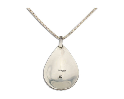 Large Navajo Necklace 925 Silver Mediterranean Coral Artist Signed JR C.80's