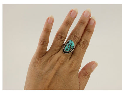 Navajo Ring 925 Silver Bisbee Turquoise Signed R Werito C.80's