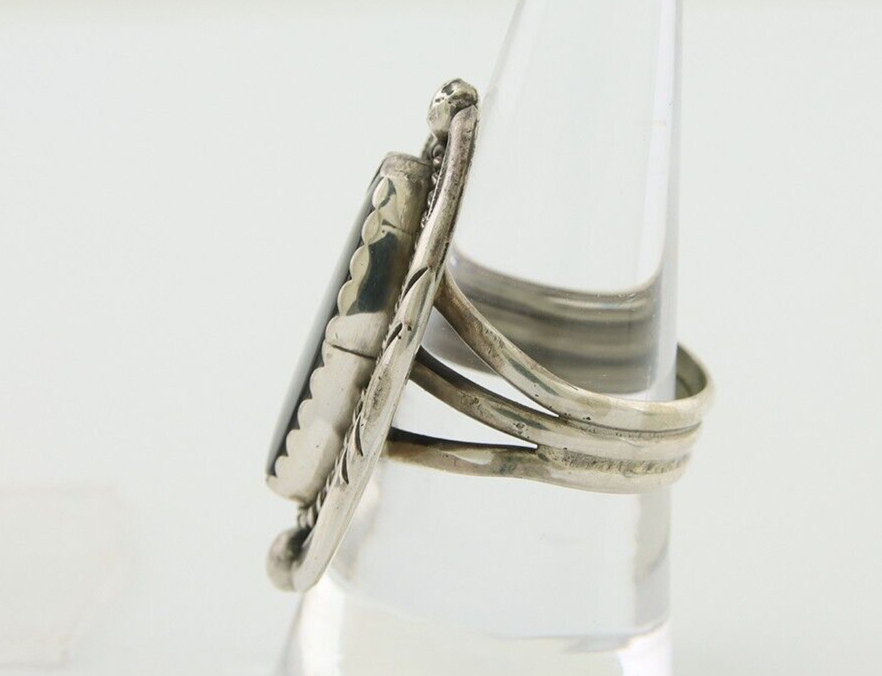Navajo Ring 925 Silver Black Onyx Artist Signed V & N Edsitty C.80's