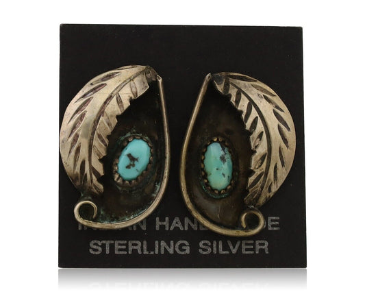 Navajo Earrings 925 Silver Natural Turquoise Native American Artist C.80's