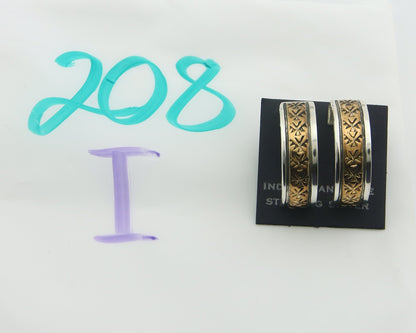 Navajo Hoop Earrings 925 Silver & Gold Artist Signed Randall Endito C.80's