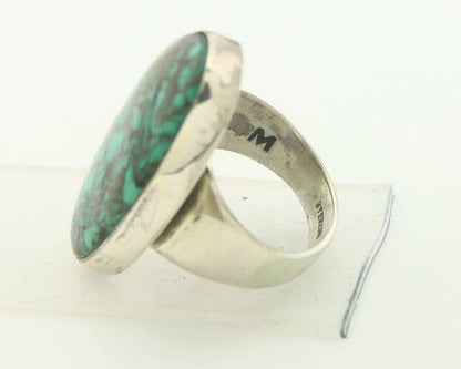 Navajo Men Ring 925 Sterling Natural Blue Turquoise Signed M Montoya C.80's