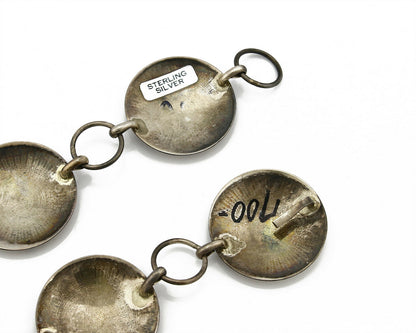 Navajo C.1980's Handmade .925 Silver Hand Stamped Concho Belt 36in Long