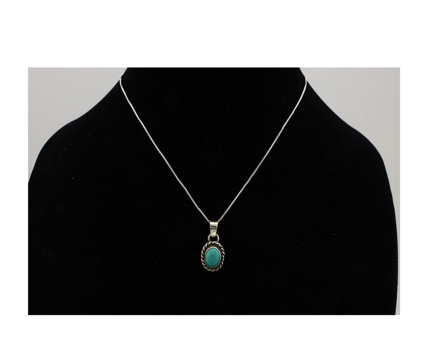 Navajo Necklace 925 Silver Natural Kingman Turquoise Native Artist C.2008