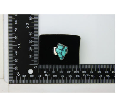 Navajo Ring .925 Sterling Blue Turquoise Artist Signed Doug Zachary C.80's