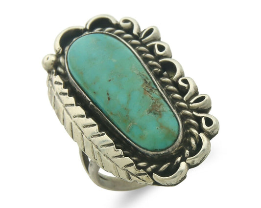Navajo Ring 925 Sterling Blue Turquoise Artist Signed Richard Yazza C.80's