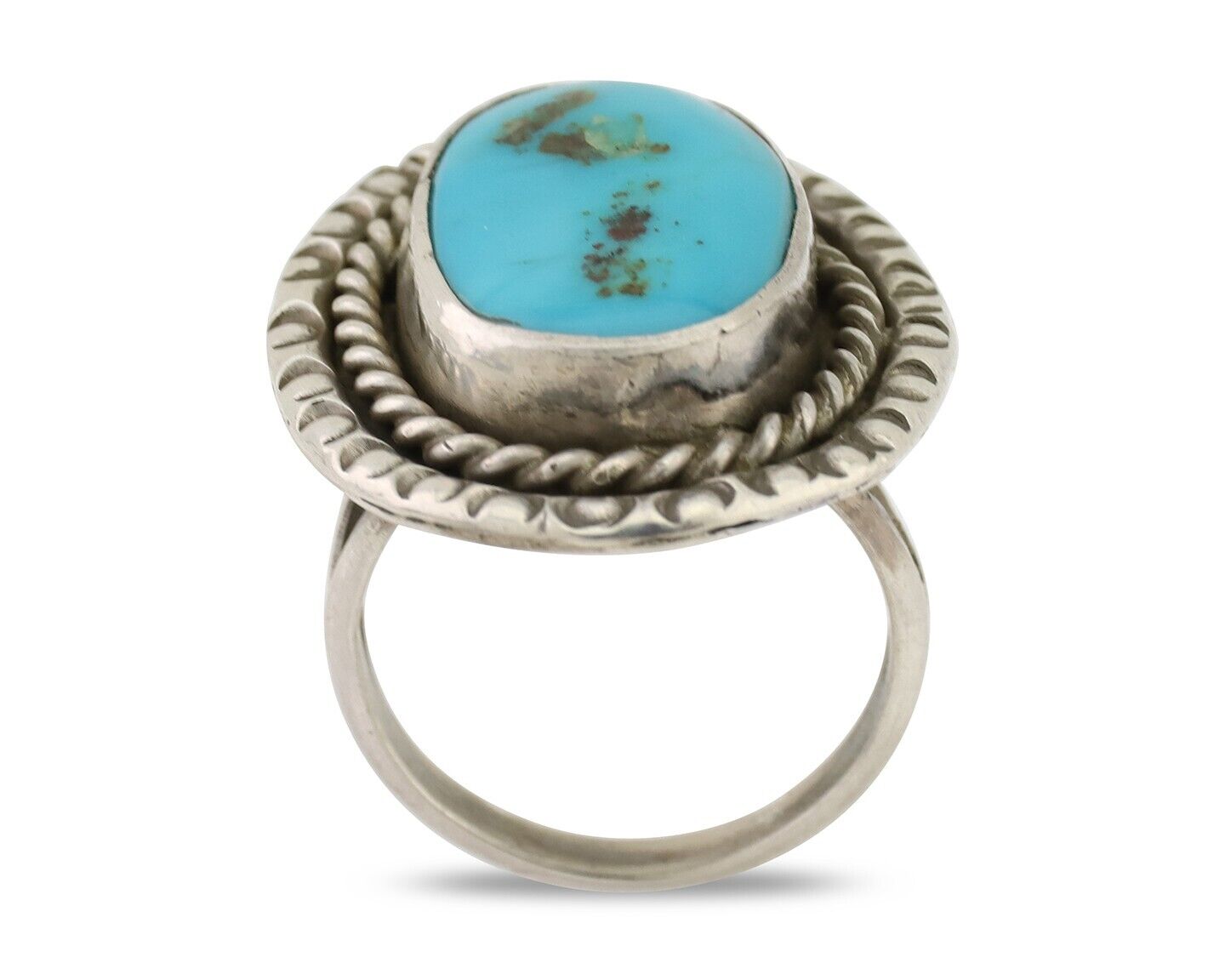 Navajo Handmade Ring 925 Silver Turquoise Native American Artist C.80's