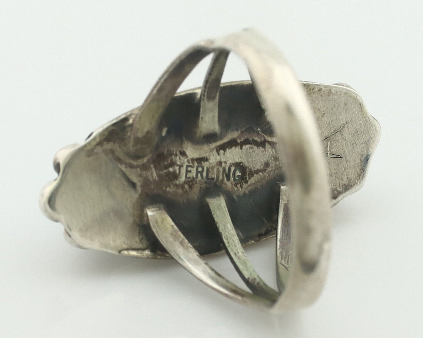 Navajo Ring .925 Silver Sleeping Beauty Turquoise Native American Artist C.80's