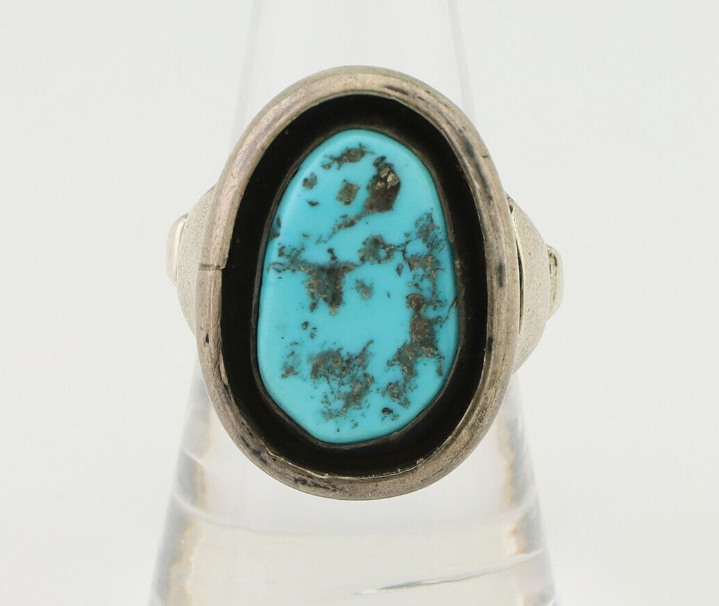 Navajo Ring 925 Silver Sleeping Beauty Turquoise Signed M Montoya C.80's