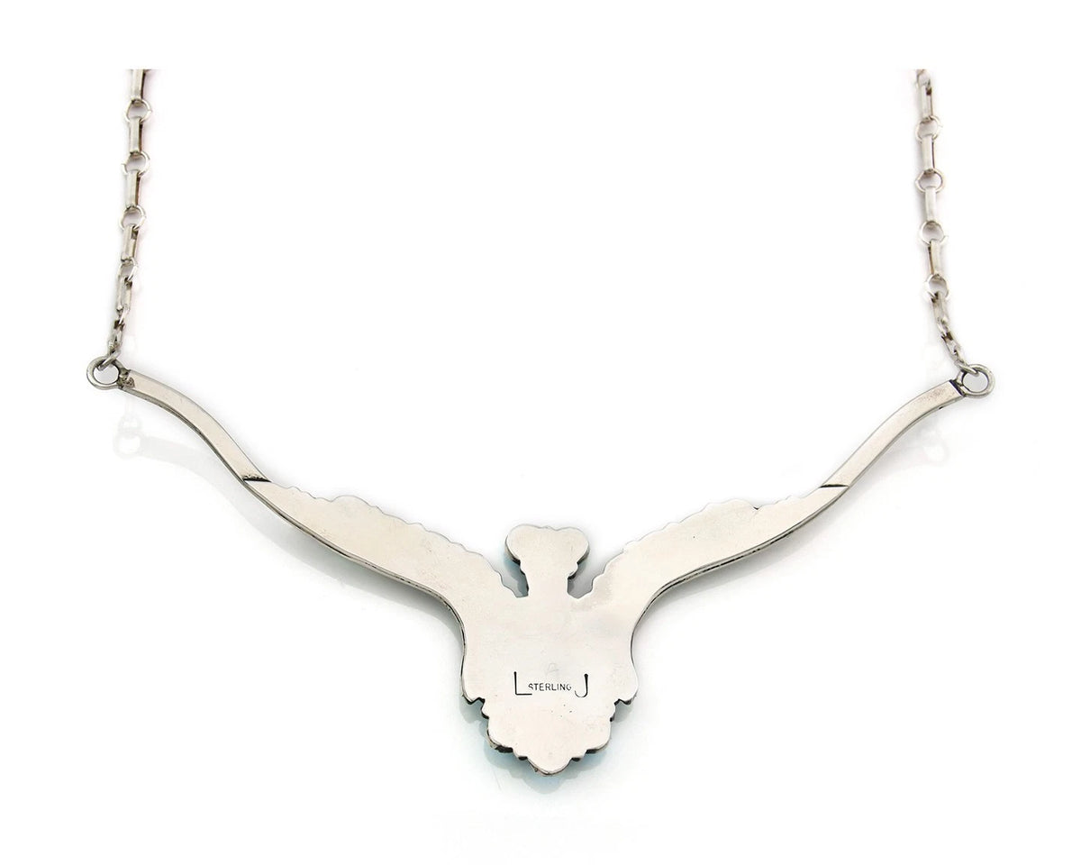 Navajo Necklace 925 Sterling Silver SB Turquoise Artist Signed LT C.80's