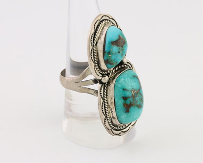 Navajo Handmade Ring 925 Silver Natural Tuquoise Artist Signed Tom Willeto C.80s