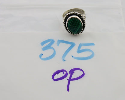 Navajo Ring 925 Silver Natural Malachite Native American Artist C.80's