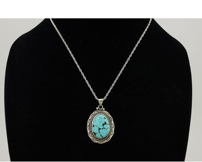 Navajo Pendant 925 Silver Spiderweb Turquoise Signed M Montoya C.90's