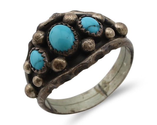 Navajo Ring 925 Silver Turquoise Artist Signed E SkyStone Creations C.80's