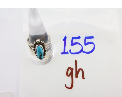 Navajo Ring 925 Silver Blue Tuquoise Artist Signed SC Size 9.5