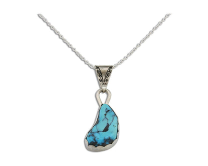 Navajo Necklace 925 Silver Blue Turquoise Artist Signed Tony Guerro C.80's